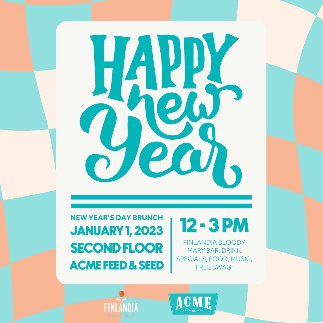 NEW YEAR'S DAY HANGOVERS ARE ROUGH...... Cure it with a Bloody Mary with @Finlandiavodka on the second floor of Acme Feed &amp; Seed! Happening from 12-3PM on Jan 1 🍹