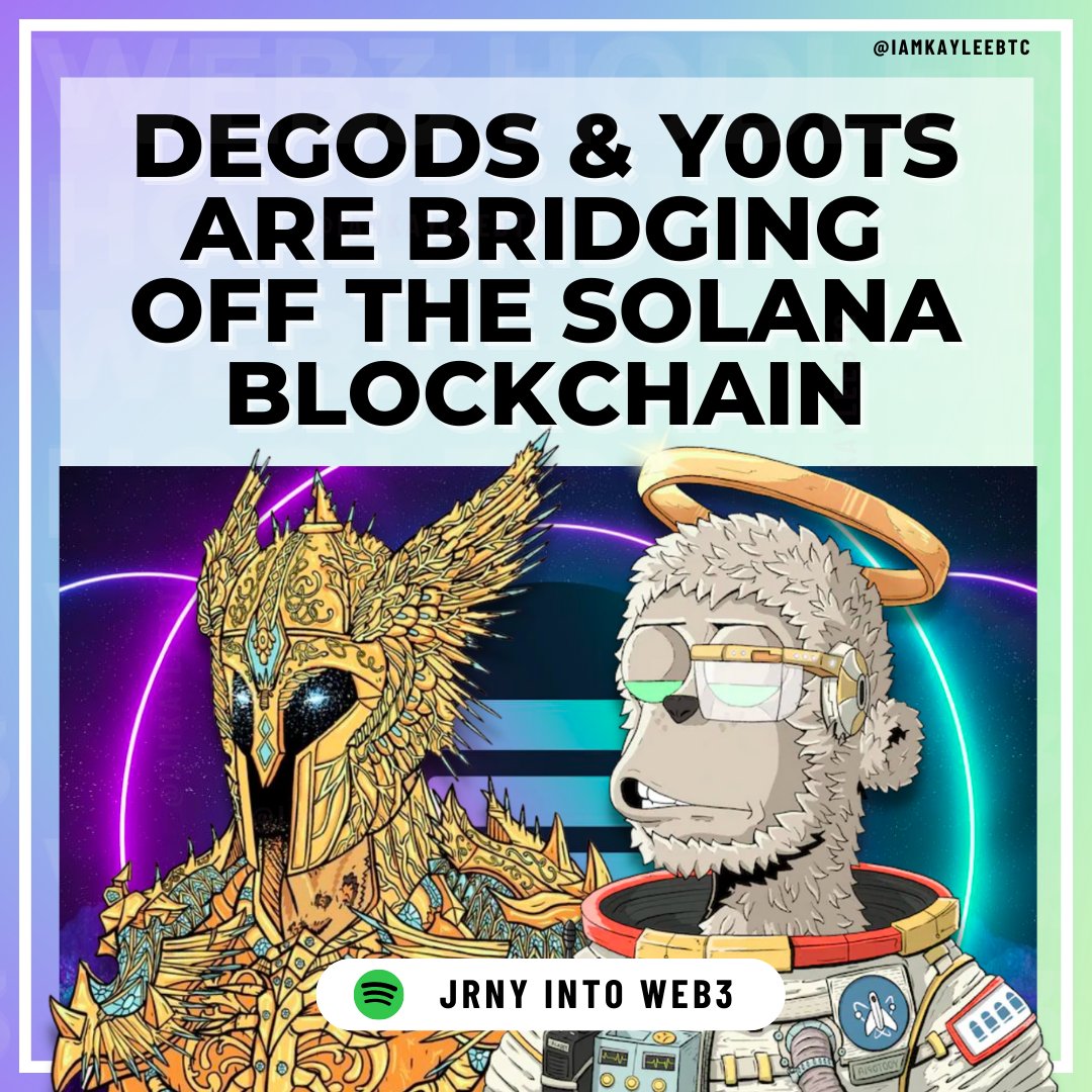 DeGods and y00ts, two of Solana's top #NFT projects, announce their migration to Ethereum and Polygon 🍿

Dust Labs, is making the move in an effort to increase adoption. The official bridging is expected to take place in the first quarter of 2023 📣

Thoughts??? #nfts #web3