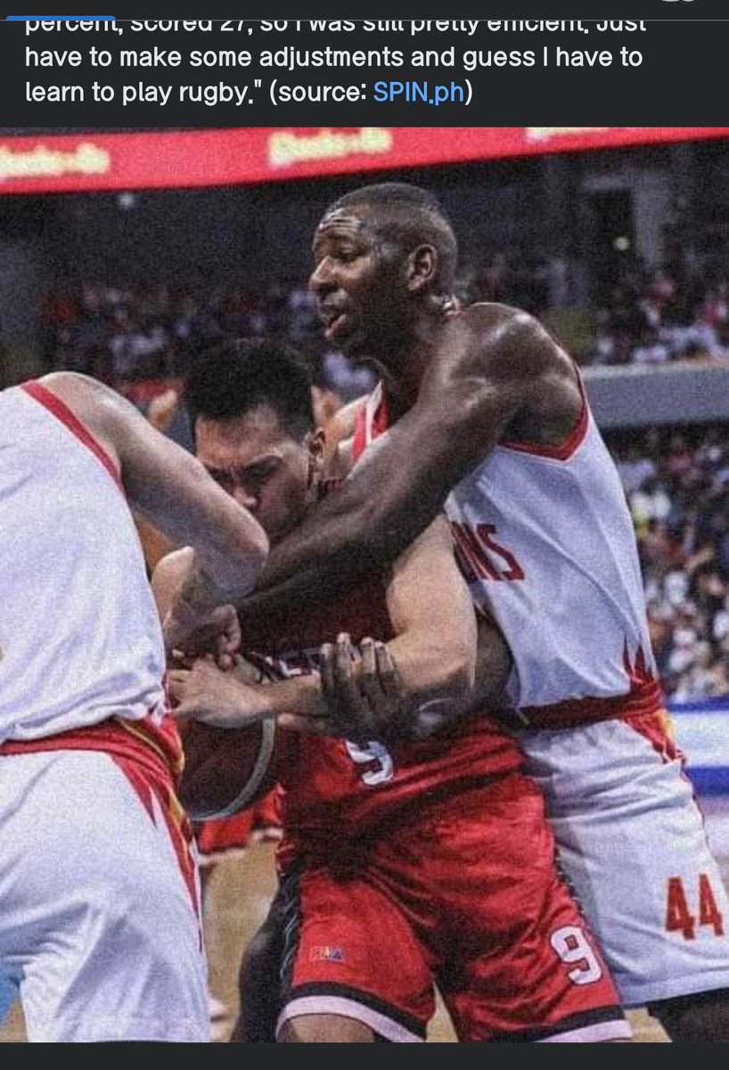 javamackie's tweet photo. Yo @nicholaf44, you're a hell of a fast learner. Just 2 games into the #PBAFinals and you already know how to play Rugby 😅 #spinph #Ginebra https://t.co/Ave9VDI6dI