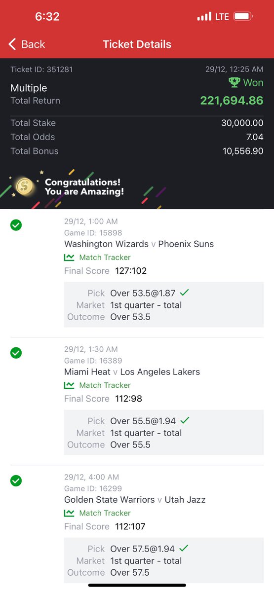 That’s three 10 odd in a row, back to back to back boom in two days💥 

Post ur winning tickets let’s celebrate 
💥💥🍀💥✅💥✅🍀💥✅💥🍀💥

Join telegram t.me/CHIZZY_BB