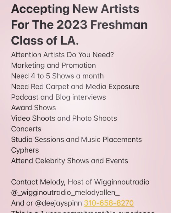 Join The Freshman Class of LA Today https://t.co/BMmW9bA1if<a href="/tag/singersongwriter"class="tags"><span>#singersongwriter</span></a><a href="/tag/explore"class="tags"><span>#explore</span></a><a href="/tag/fyi"class="tags"><span>#fyi</span></a><a href="/tag/rappers"class="tags"><span>#rappers</span></a><a href="/tag/reels"class="tags"><span>#reels</span></a>