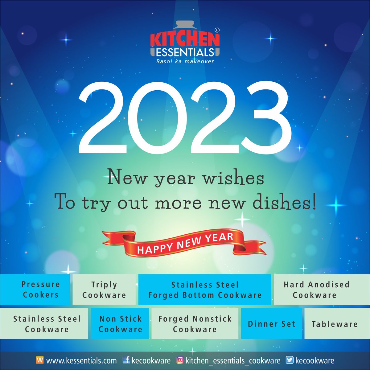 kecookware's tweet photo. Happy New Year to all!
#kitchenessentials #rasoikamakeover #newyear2023 #2023 #newyear #wishes #makeyourcookingeasy https://t.co/eWu3DdyNzP