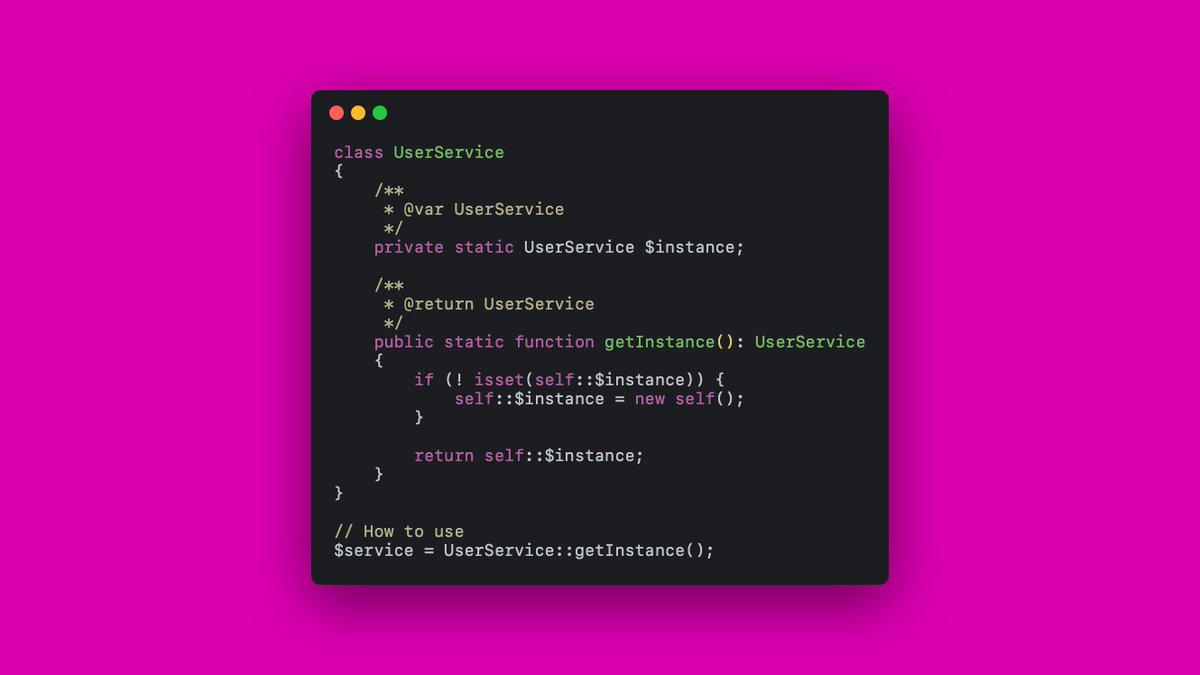 andregoncaaa's tweet photo. #Laravel tip: Do you know you can use singleton pattern to your service class?
#Laravel #php #singleton #serviceclass https://t.co/ktfLnrmv3w