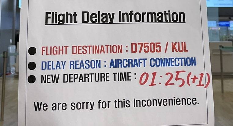 this is just so unbecoming & terrible advert for #Malaysia.. no notice, no intention to inform & blatant #scamming of passengers by @AirAsia.. delayed for nearly 18-hours & counting because of ‘Aircraft Connection’

@anthonyloke @tonyfernandes_ @airasiasupport #seriousflaw 

1/2