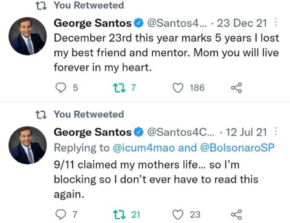 WheezingGeek's tweet photo. @Santos4Congress Who lies about their own mother’s death? That’s messed up. https://t.co/L1QO8vM18V