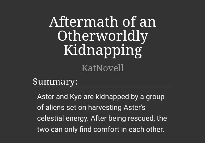 Kat_Novell's tweet photo. A short platonic #kyoster fic.
https://t.co/6v5AS4uRkv https://t.co/7aMWOEATJI