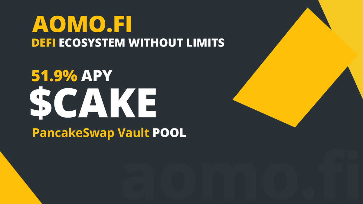 aomofinance's tweet photo. 🚨 Happy Day👋
We are introducing our new vault for #CAKE!

#PancakeSwap holders can start earning income automatically by placing CAKE into the #aomo vault! 🚀

👉Check it out here https://t.co/cNweAQibB2

#DeFi #BSC #Farming #blockchain #crypto #nft #yearn #farm #apy #binance https://t.co/d2z3iJ8nq6