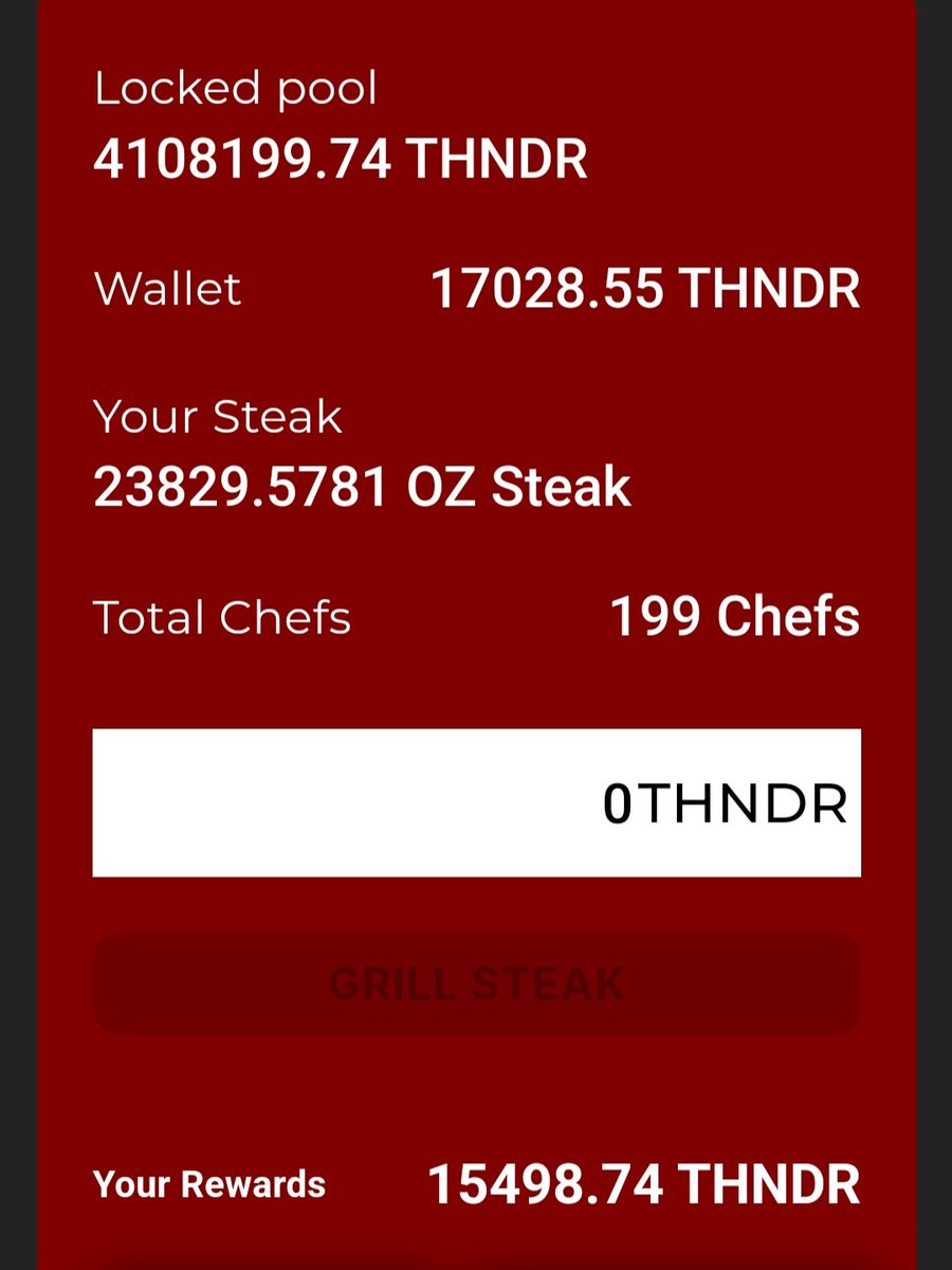 DrEvilsauce's tweet photo. Holla holla, Fam! Today I seasoned up $1.94 in $THNDR and upped my steak by a thick 1926oz! Boo yah! Im here to party!
@CronoSteakHouse @ISLAND_THUNDER @THNDR_Token
#GetGrillin #FeelTheTHNDR https://t.co/KMz2K0gD6m