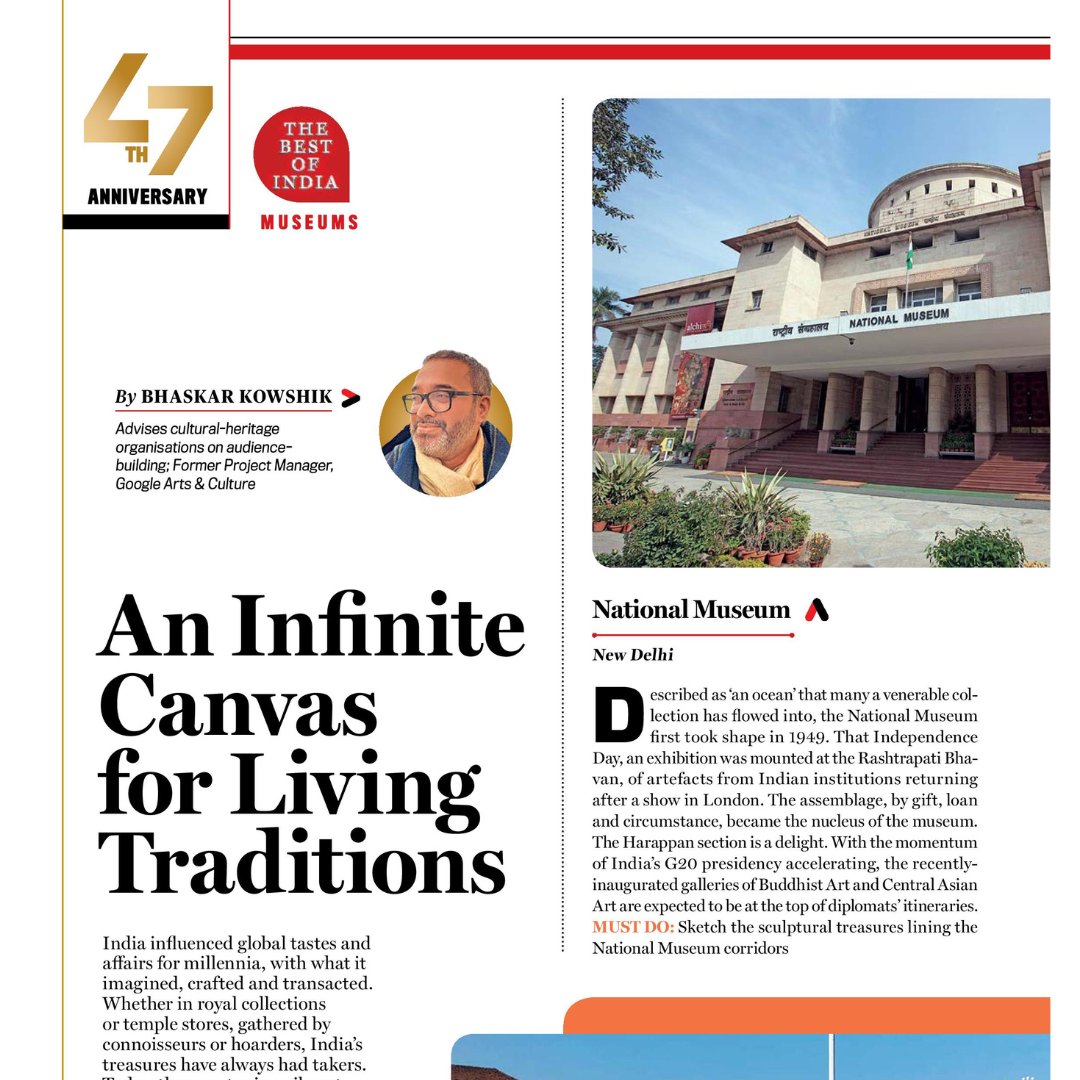 With expanding education and outreach programmes, India’s museums are drawing new and global audiences, and powered by a growing corps of founders and professionals.

Read my piece on the ten most important museums since 1947, in <a href="/IndiaToday/">IndiaToday</a> at indiatoday.in/magazine/cover… (pay-wall)