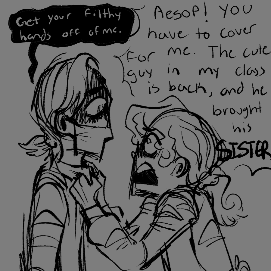 Mikemeowz's tweet photo. edluca highschool slash coffee shop au COMBINED. with bonus tracy luca sibling dynamic and alva the terrorizing homeroom teacher (not colorized. both luca and edgar are pathetic nerds. they're perfect for eachother (im sorry my demons took over
#edluca #IdentityV https://t.co/7VRjqlm8cO