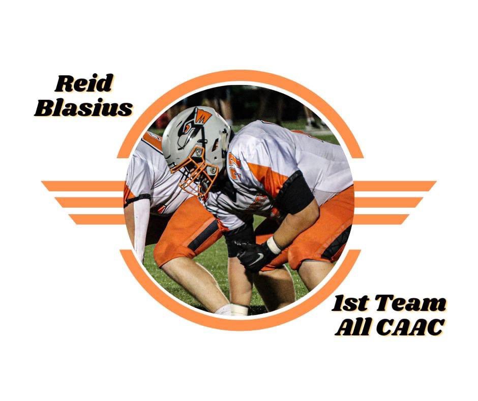 The next honoree for our CAAC All Conference Football Team is 

#77 Reid Blasius Offensive Line (Center), DLine-Sophomore 

Reid played all 5 spots in the offensive line, eventually settled in at Center where he was 3rd on the team in pancakes with 10. Was also aHM All Area!