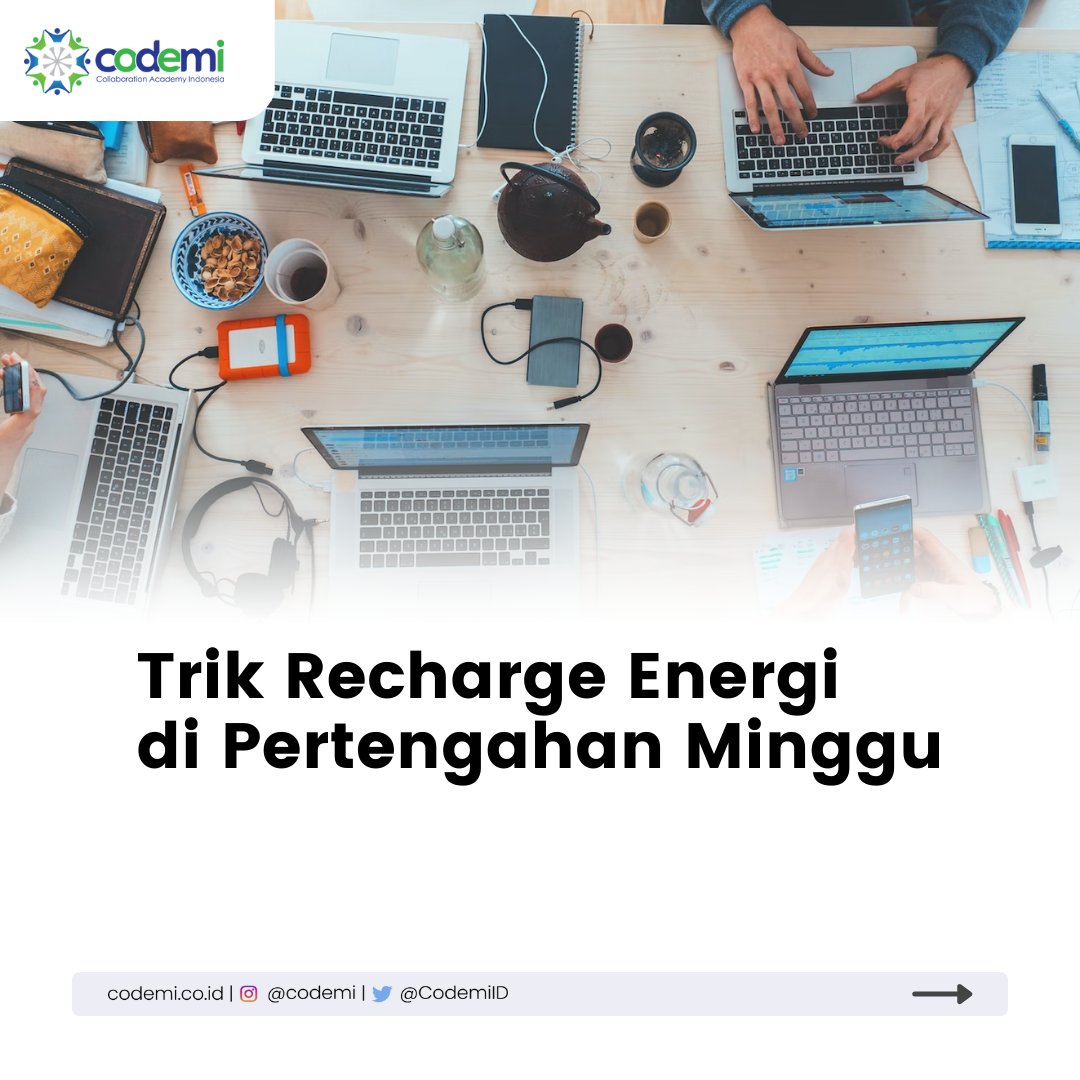 CodemiID's tweet photo. [TRIK RECHARGE ENERGI DI AKHIR PEKAN]

Trik recharge energi dipertengahan minggu memang penting dilakukan demi menjaga Anda dari penurunan kinerja.

Klik https://t.co/bdQ75ynlz9 yang bisa bantu refresh pikiran dari beban kerja

 #codemi #Tulus #Healing #BETHESUNiNJKT https://t.co/RJP6DHjcTT
