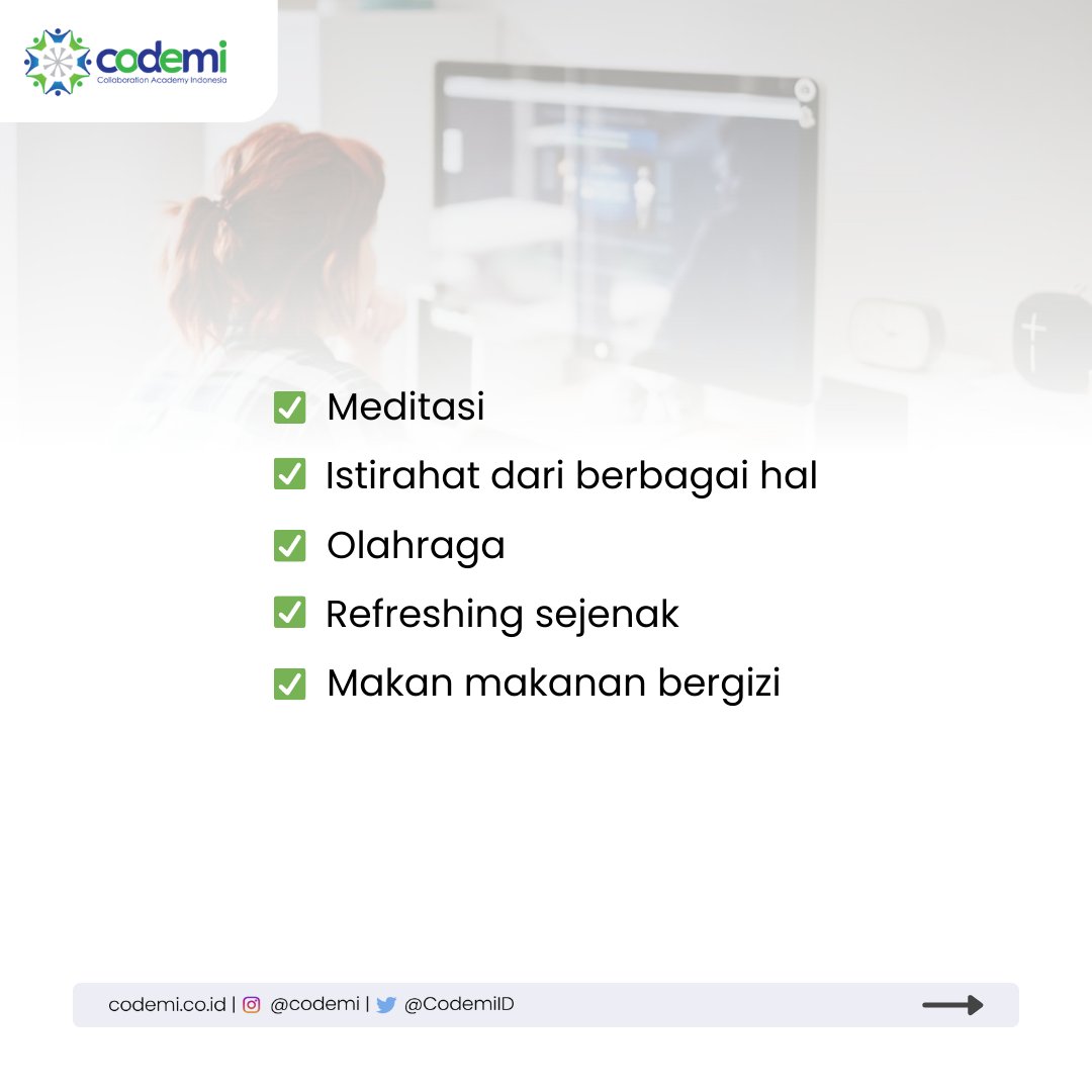 CodemiID's tweet photo. [TRIK RECHARGE ENERGI DI AKHIR PEKAN]

Trik recharge energi dipertengahan minggu memang penting dilakukan demi menjaga Anda dari penurunan kinerja.

Klik https://t.co/bdQ75ynlz9 yang bisa bantu refresh pikiran dari beban kerja

 #codemi #Tulus #Healing #BETHESUNiNJKT https://t.co/RJP6DHjcTT