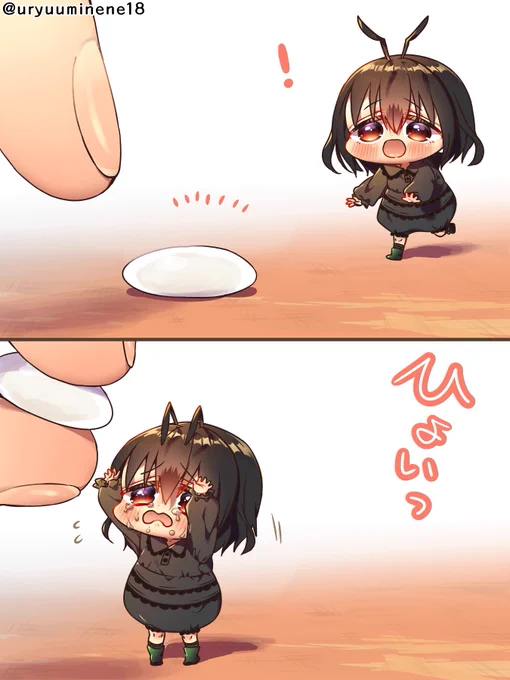 ごはんを見つけたと思ったのにとられちゃったアリちゃん 