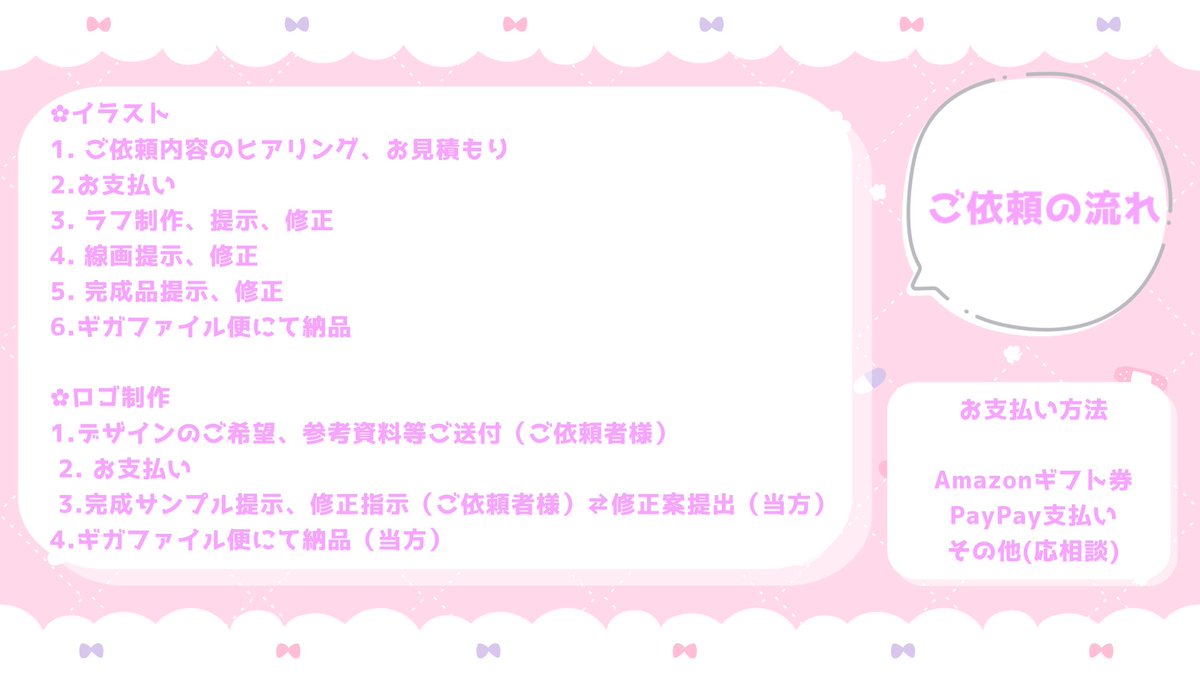 anzu_ilust's tweet photo. ❊アイコン:3000円

❊1枚絵(歌ってみたサムネ、動画用イラスト等)4000円〜

❊ロゴデザイン:1000円

お支払い:PayPay、Amazonギフト券

ご質問等あればDMまで🙌

https://t.co/Exd00MvDvp

 #絵師募集  #歌い手さんMIX師さん絵師さん動画師さんとPさん繋がりたい  #有償依頼  #イラスト依頼 https://t.co/LpM35TCFX2