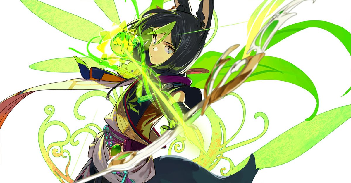 1boy male focus animal ears solo weapon fox ears black hair  illustration images