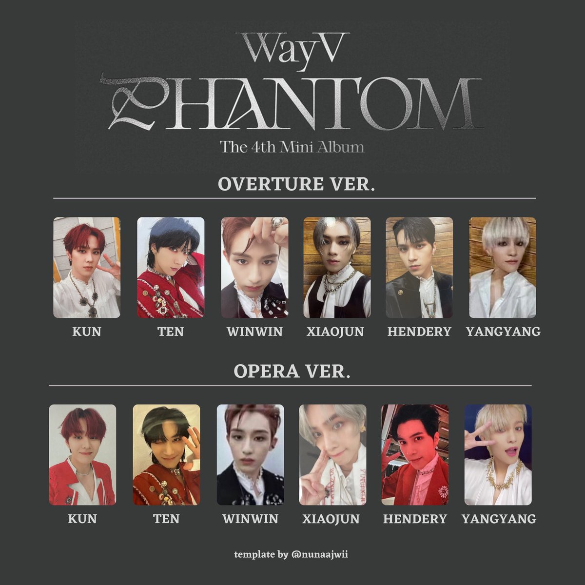 Template preview Photocard pc WayV The 4th Mini Album 〖Phantom
