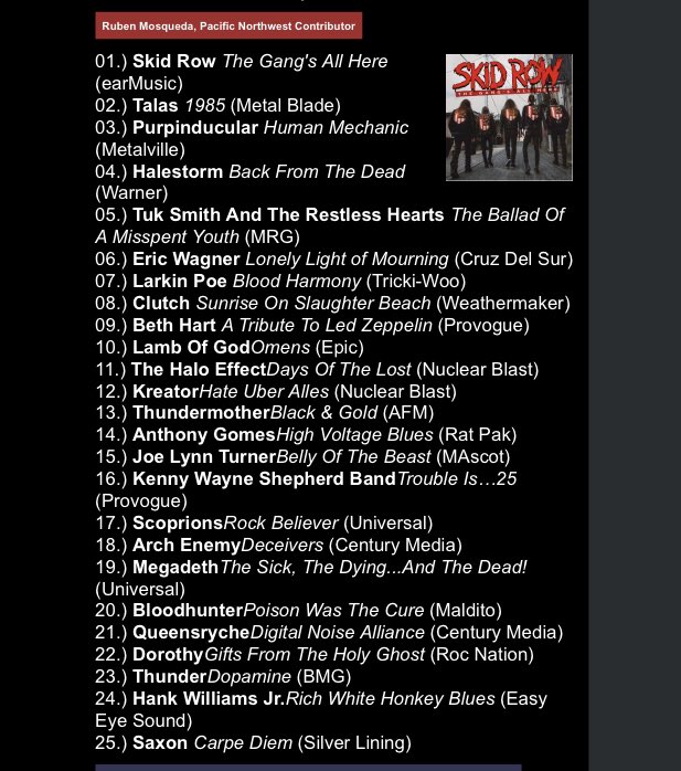 theheavyside's tweet photo. My @KNAC top albums of 2022! Part#1
@OfficialSkidRow @BillyonBass @PurpendicularEU @LZZYHALE @Halestorm @TukSmith_RnR #ericwagner @LarkinPoe @clutchofficial @BethHart @lambofgod https://t.co/TEMo8UPvvM https://t.co/JilTvVQtNP