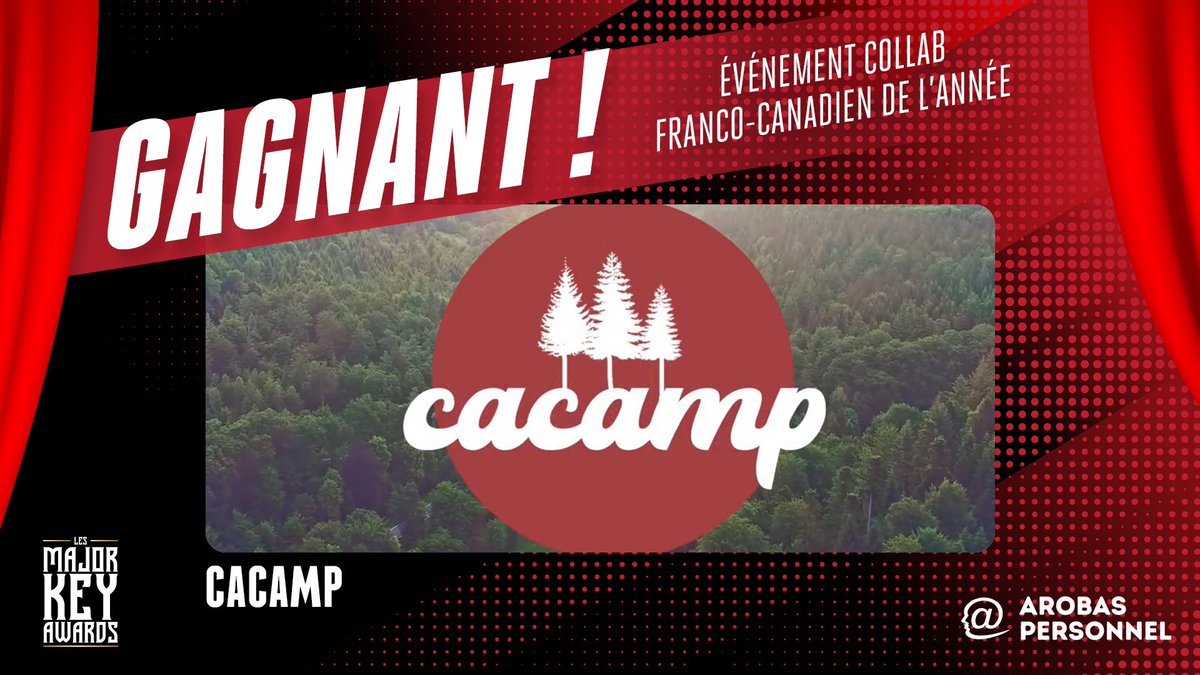MajorKeyAwards's tweet photo. Un gros GG à @charlenetwitch, @AlsenicTwitch, @ptitetannante, @Will_Pittikwi, @petipelerappeur, les participants et toute l’équipe de production du Cacamp⛺️

C’est votre Événement Collaboratif Franco-Canadien de 2022 aux #MajorKeyAwards🎉 https://t.co/KNu3iuLyY8