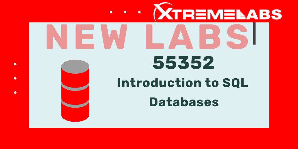 XtremeLabs releases a new lab for 55352: Introduction to SQL Databases. The lab is available for purchase through Courseware Marketplace or directly through XtremeLabs. #XtremeLabs #digitallearninglabs #handsonlabs #Microsoft #sqlserver #SQL 

shop.courseware-marketplace.com