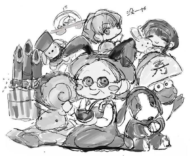 これは没になった集合絵のラフ 