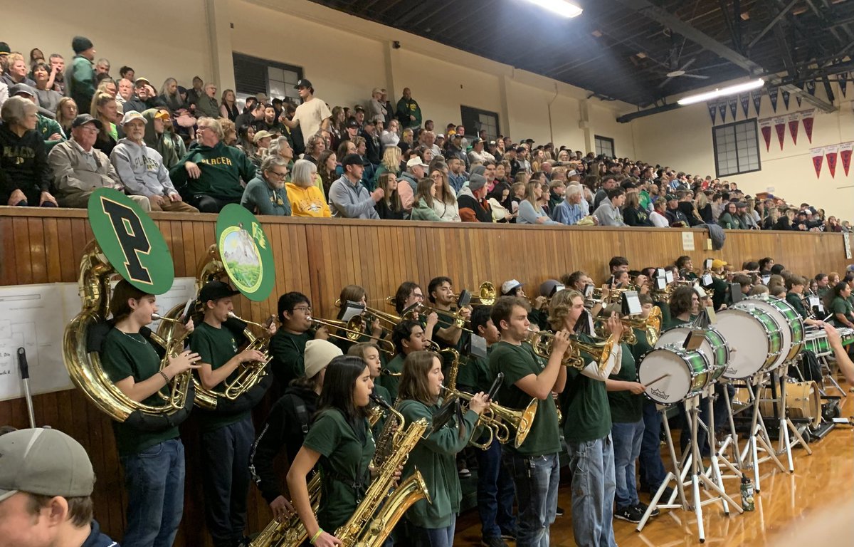Packed house again as the Earl Crabbe opens up in time for the 80th Kendall Arnett. Dave Lorensen’s Hiillmen 100-player band rocks the house.  Placer to host Bear River.  ⁦<a href="/Pete24Dufour/">Pete Dufour</a>⁩ ⁦<a href="/PlacerAthletics/">Placer Hillmen</a>⁩