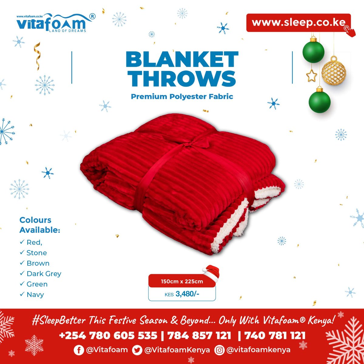 VitafoamKenya's tweet photo. ๐๐๐จโ๐ฉโ๐งโ๐ฆโ๏ธ๐๏ธ๐ Get Cozy & Comfy This Festive Season and Beyond with our amazing #BlanketThrows only from #VitaFoamKenyaยฎ! ๐๐๏ธโ๏ธ๐ซ๐๐
โ For Product *Enquiries, *Orders & *Deliveries: +254 780 605 535 | 784 857 121 | 740 781 121
๐ Our Locations> https://t.co/MDIDPPqN21 https://t.co/68eTfPB46t