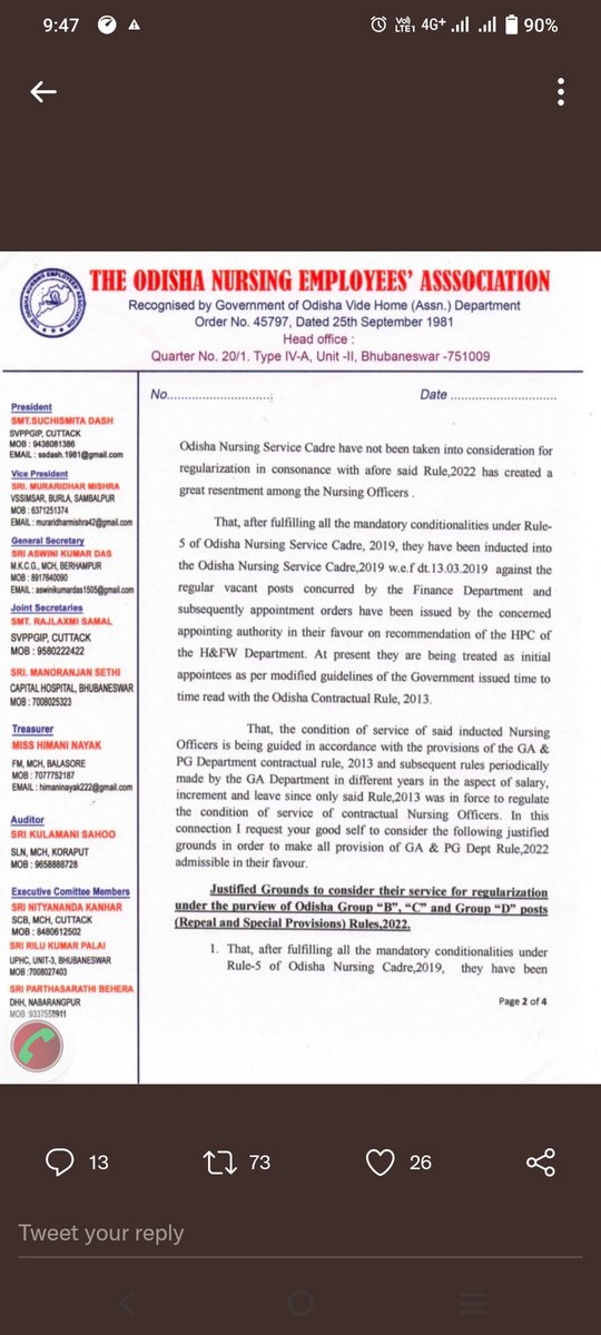 sethysasmita1's tweet photo. 1900 Nursing officers who are being treated as initial appointees since 2021
#Equal_pay_for_equal_work
#Frontline_warriors_want_justice.
#Repeal2019_recruitment_Rule_For_Inducted_Nursing_Officers
@Naveen_Odisha @CMO_Odisha @HFWOdisha https://t.co/kuXCJo9JcG