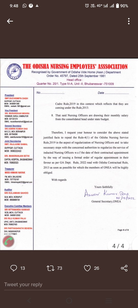 sethysasmita1's tweet photo. 1900 Nursing officers who are being treated as initial appointees since 2021
#Equal_pay_for_equal_work
#Frontline_warriors_want_justice.
#Repeal2019_recruitment_Rule_For_Inducted_Nursing_Officers
@Naveen_Odisha @CMO_Odisha @HFWOdisha https://t.co/kuXCJo9JcG