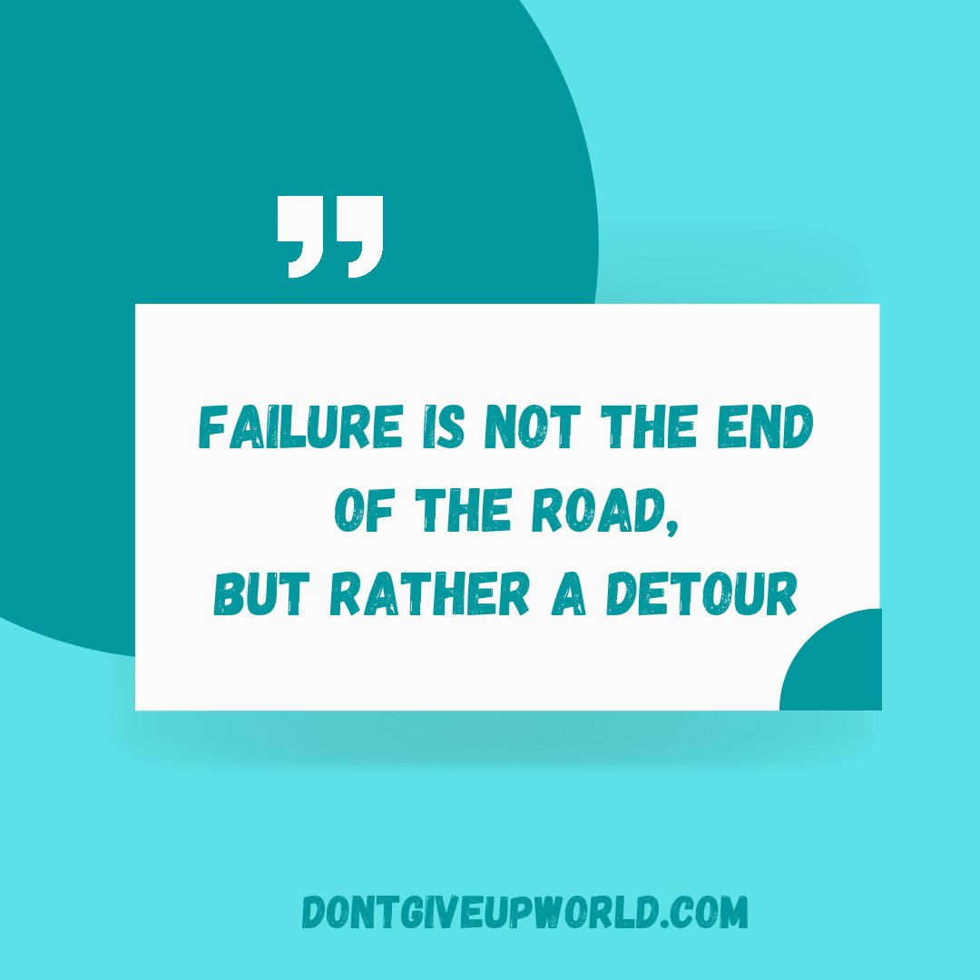 'Failure is not the end of the road, but rather a detour.'

Visit dontgiveupworld.com to know more!

#dontgiveupworld #introspective #motivational #inspirational #leadership #positivevibes #wise #intellegencequotes #intellectual #philosophy #aamilne #strong #smart #brave