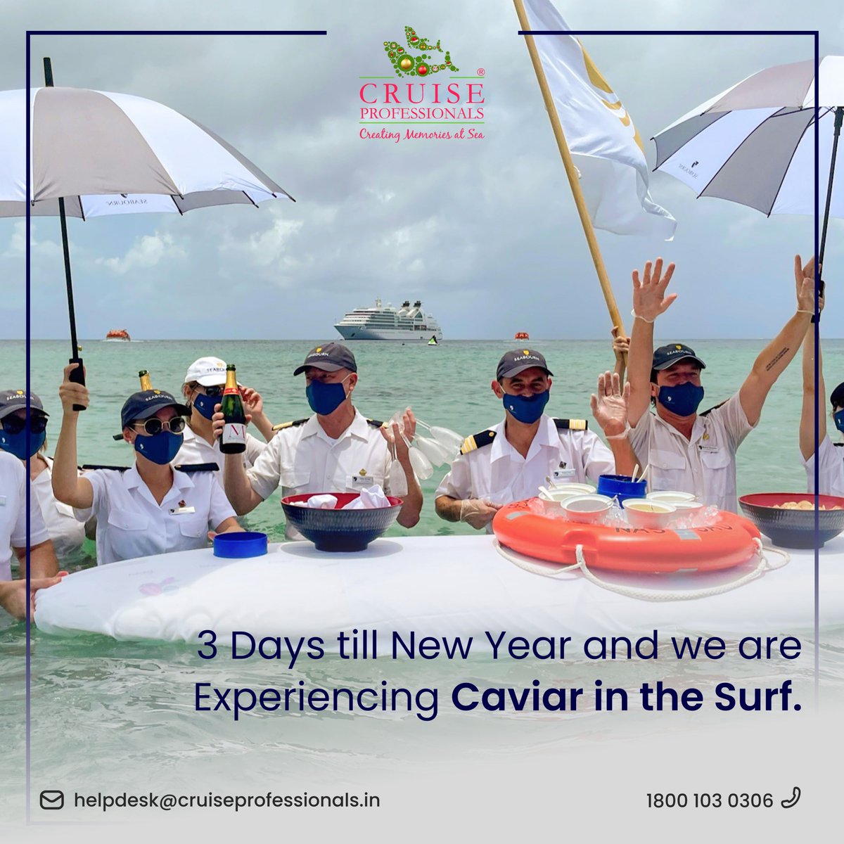 3 Days till New Year and we are experiencing Caviar in the Surf with Seabourn. 
#seabourn #cruiseprofessionals #luxurytravel #seabournmoments #seastheday #cruising #newyears #christmas2022