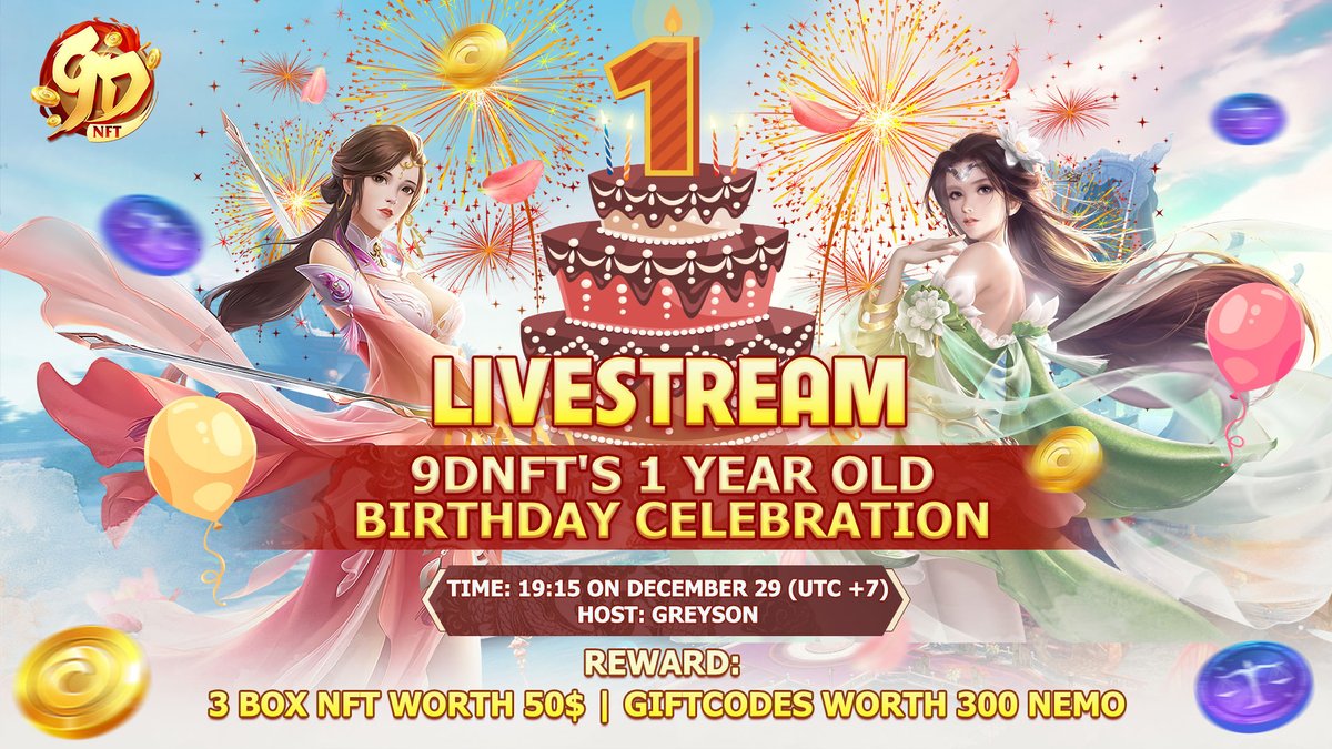 COGI_NETWORK's tweet photo. 🔥【9DNFT】LIVESTREAM CELEBRATE 9DNFT'S BIRTHDAY IS LIVE NOW
🔔Ding Dong!!! It came!!
Quickly join and collect HOT gifts from 9DNFT now!
🏠Venue:
👉9DNFT Facebook Channel: https://t.co/XunVxgXrrE
🎁The reward is waiting for you!
#9DNFT $COGI #Metaverse #COGIVERSE #GameFi https://t.co/1tgTsUDUuZ