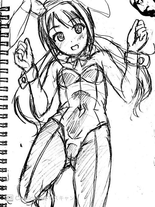 事務所でバニーコスという不可解な作戦の参加させられた時の中野有香ラフ 