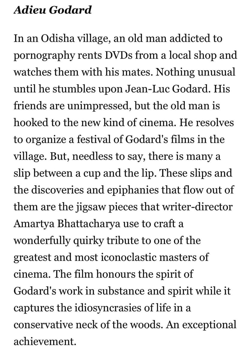 #AdieuGODARD finds a place is this list along with some of the most important Indian films of 2022. 

Thanks to NDTV and renowned film critic Saibal Chatterjee for the kind words. It means a lot to me and my team. 

#AdieuGODARD #OdiaCinema #indiancinema