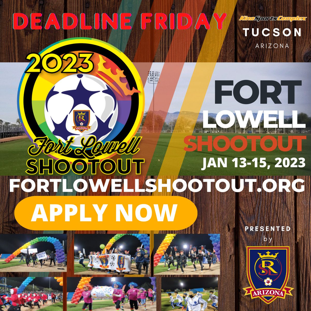 🚨Deadline to apply is Fri, Dec 30th🚨2023 Fort Lowell Shootout...Sign up before it's too late. We already have more clubs joining us than ever before! Apply Here: Fortlowellshootout.org 

Jan 13-15, 2023 U7-U18/19 Boys &amp; Girls
All games held at @kinosportscomplex
 #applynow