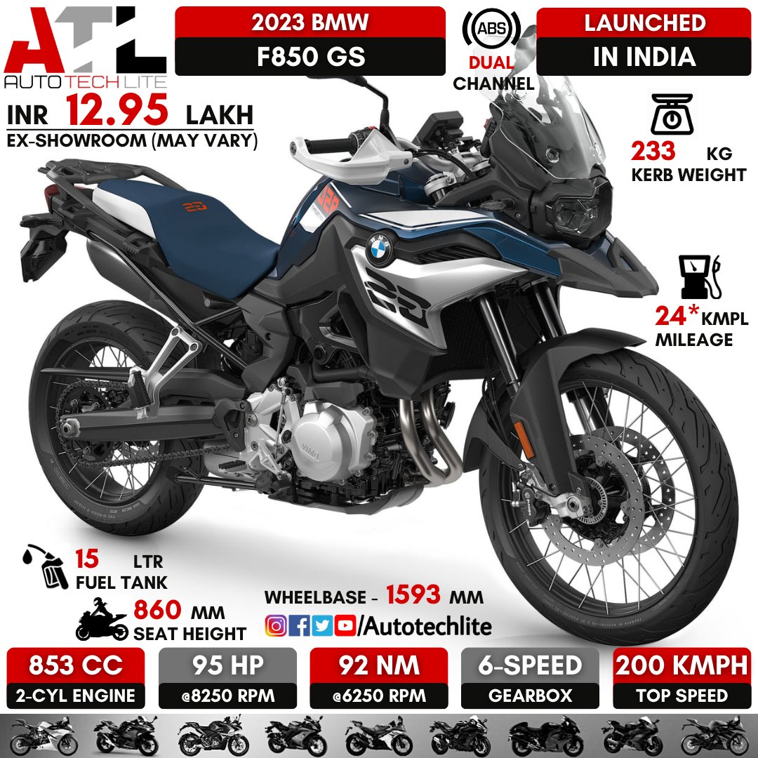 autotechlite's tweet photo. #2023 #bmw F850 GS launched in India 🔥..the new cool adventure bike from bmw in mid range engine!!..share your comments on this bike!!
.
.
@autotechlite ⬅️⬅️🇮🇳🇮🇳🇮🇳 for more amazing daily posts follow our page
.
.
#bmwf850gs #bmwf85 #f850 #f850gs #850gs #bmwadventure #bmwaddicts https://t.co/mGMp5ejStn
