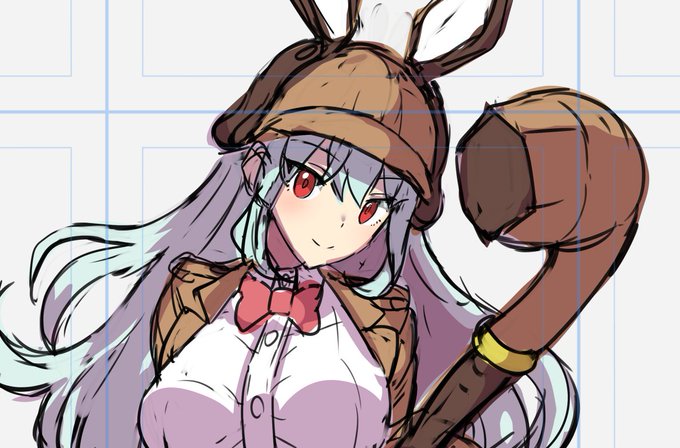 FANBOX限定絵と並行してお年始絵もカラーラフ進行中。コスチュームはトレンチコートがモチーフです。 