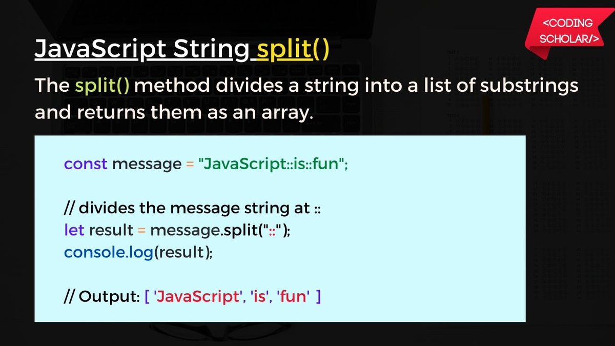 coding_scholar's tweet image. JavaScript String Methods Part-1🔥
Follow @coding_scholar for such more content 😊
#Coding #programming #javascript #HTML #CSS #js #100DaysOfCode #100daysofcoding #100daysofcodechallenge #code #ReactJS #NodeJS