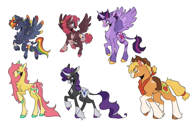 MANE 6 REDESIGNSS!!#mylittlepony #mlpfim #mlpfanart #mlp 