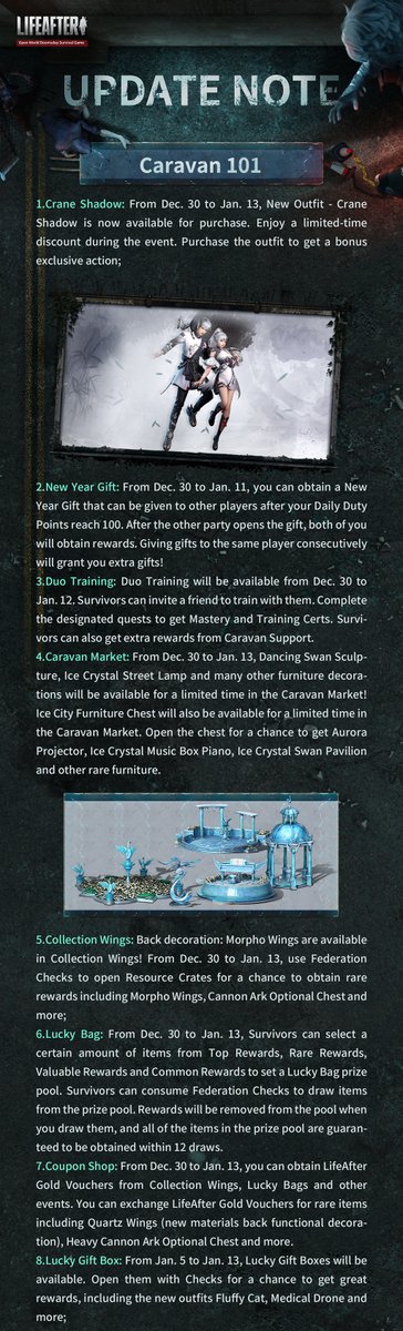 LifeAfter_en's tweet photo. #LifeAfter
#UpdateNote
Dear Survivors, This is Radio 101 transmitting across all AM frequencies, calling all survivors. To ensure a better game experience, we are performing an update on 12/30!
📌SEA & AU Server
8:00 -8:30 (UTC+8)
📌NA Server
16:30-17:00 (UTC+8) https://t.co/hvsF8xCMEl