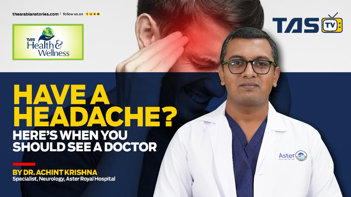 Have a headache? Dr. Achint Krishna, Specialist, Neurology at Aster Royal Hospital explains when you should visit a doctor. 

Watch Full Video Here : youtu.be/cgt2elsw_bc

@Asteralraffah

#Health #Askyourdoctor #TheArabianStories