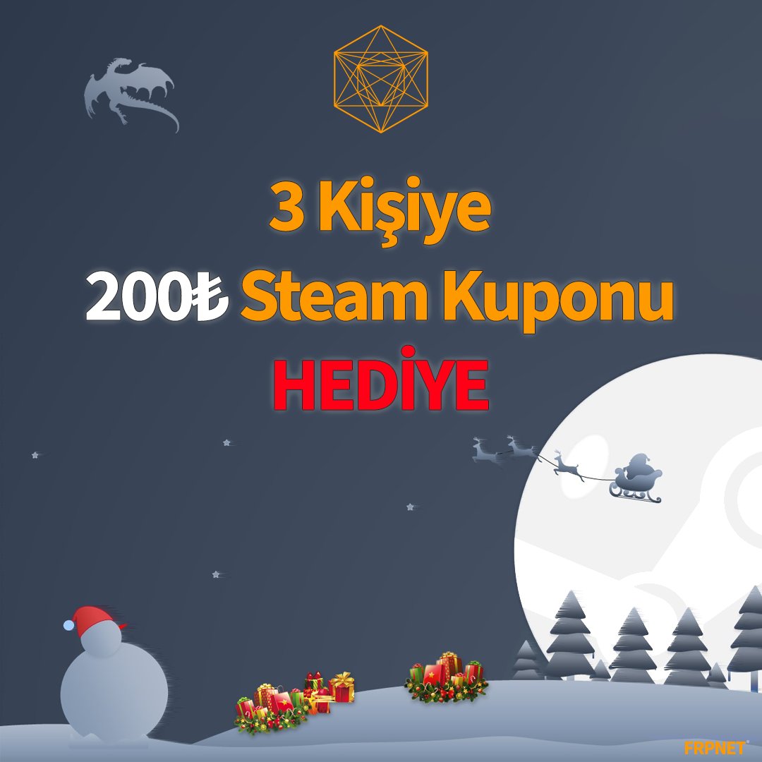 Yeni yılda yeni oyunlar oynamanız için 3 kişiye Steam kodu hediye ediyoruz. 😊

Yapmanız gerekenler oldukça basit:

KATILMAK İÇİN:
 
🔸 <a href="/frpnet/">Frpnet</a> Twitter hesabını takip et
🔸 Bu gönderiyi beğen ve Retweetle

Kazananlar yeni yılın ilk günlerinde duyurulacaktır.

#oyun #steam #hediye