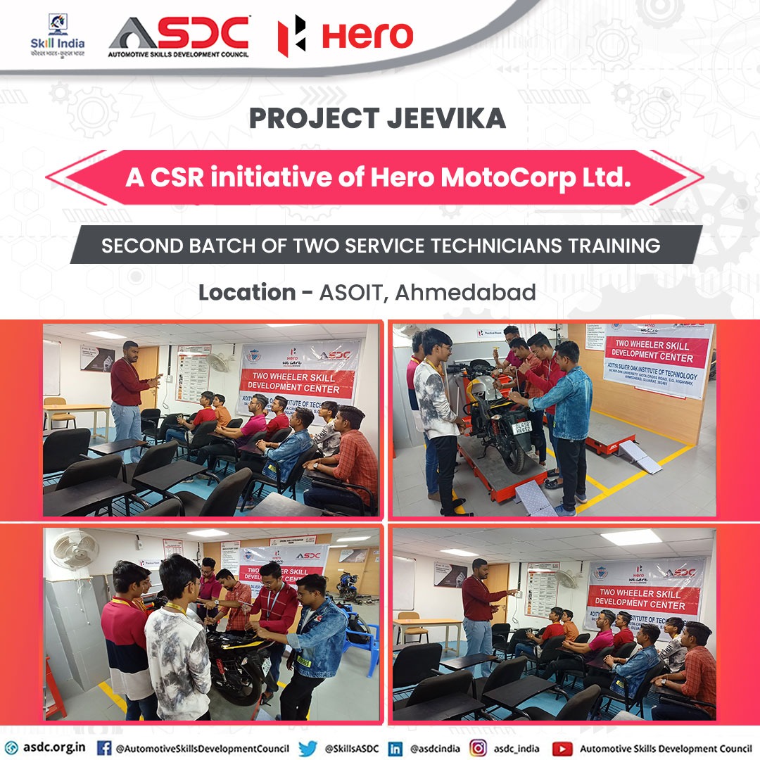 Presenting you Project Jeevika- A CSR initiative of Hero MotoCorp Ltd at ASOIT, Ahmedabad.

 #Skills #SkillingIndia #SkillIndia #Skills4All #AbSkillsKiBaari  #Courses #AutoRatri #Skilling  #SkillingNation #Skills #Upskilling #Reskilling #India #Experts #Trainers #SkilledTrainers