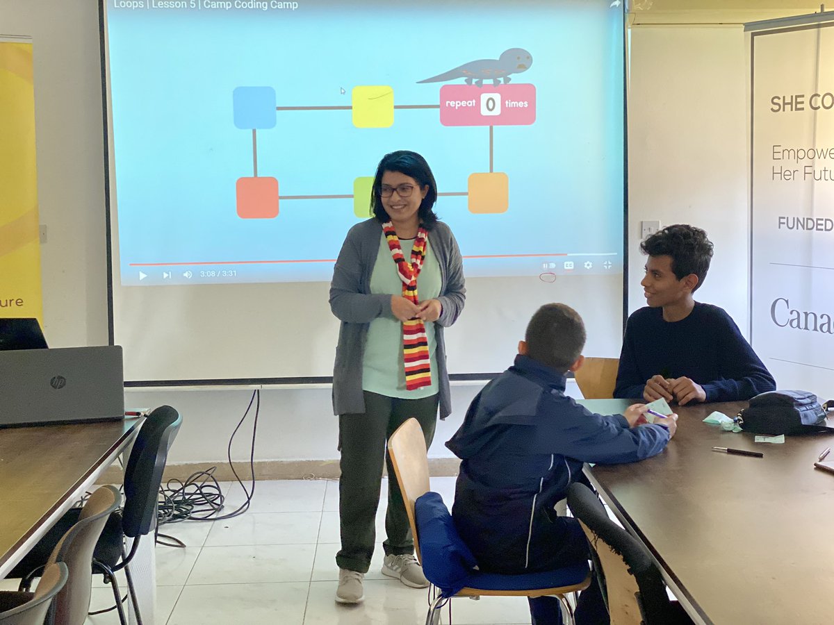 Najla_Missalati's tweet image. Amazing session by @badiZaha teaching kids #Loops . They really enjoyed it and we loved her way of targeting different learners types #OperationCode @Shecodes2018 @CanEmbLibya