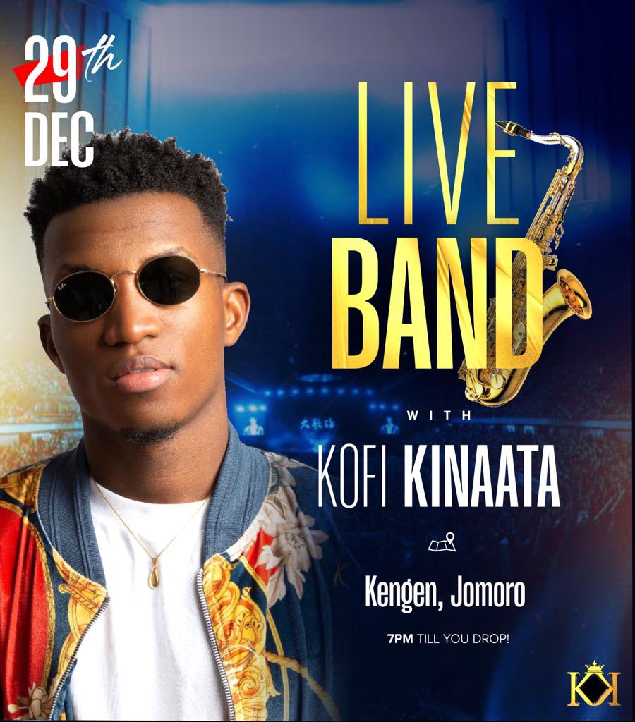KinaataGh's tweet photo. This evening! Fans at Tikobo, Beyin and Atuabo should meet me at KENGEN, JOMORO for an End of Year Live Band experience! 🎸🥁🎺🎤🔥 #TeamMooove https://t.co/xxdjFGFu7A