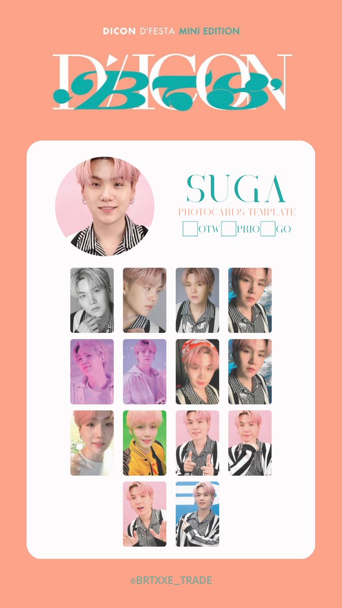 BTS DICON D'FESTA MINI EDITION INDIVIDUAL PHOTOCARDS TEMPLATE Rm