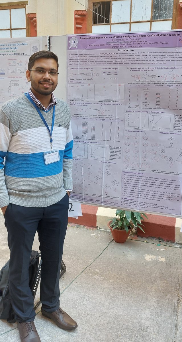 Presented a Poster for the first time on 'Bis(catecholato)germane: an effective catalyst for Friedel–Crafts alkylation reaction' at International Conference MTIC-XIX
#PhDlife #wonderfulexperience #maingroupchemistry #catalysis #mtic #BHU #internationalconference