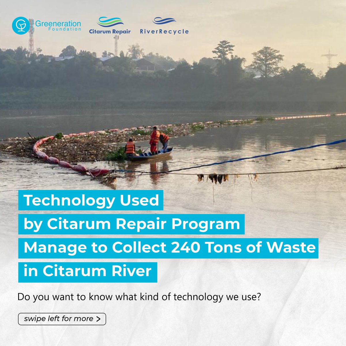 greenerationid's tweet photo. Since December 2021, the Citarum Repair program has collected 240 tonnes of waste from the Citarum River, West Java, Indonesia. We are not only collecting plastic waste with recovery technology but also building a waste management system. https://t.co/WtzqeCok0V