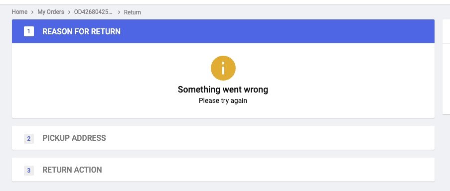 rocksta_dextie's tweet photo. @Flipkart Hi Team, I am unable to replace one of the item as the size is not comfortable. From last Sunday, it is showing error as attached in screenshot after selecting product for replacement/return request.
I reached customer care bt they also faced the same issue.
Kindly help https://t.co/80iPjKjBtV