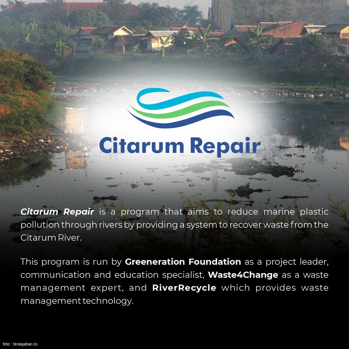 greenerationid's tweet photo. Since December 2021, the Citarum Repair program has collected 240 tonnes of waste from the Citarum River, West Java, Indonesia. We are not only collecting plastic waste with recovery technology but also building a waste management system. https://t.co/WtzqeCok0V